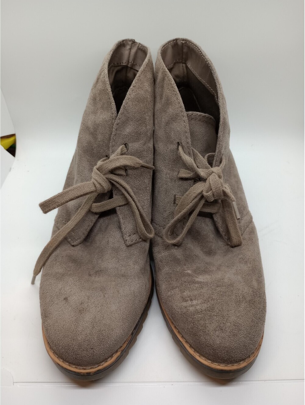 Merona Women's 9 1/2 Ankle Boots Light Brown Textile Upper Lace Up 205